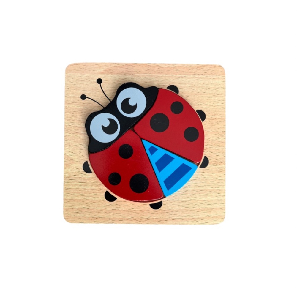 WOODEN JIGSAW PUZZLE || LADYBUG DESIGN || RED BLACK BLUE WHITE